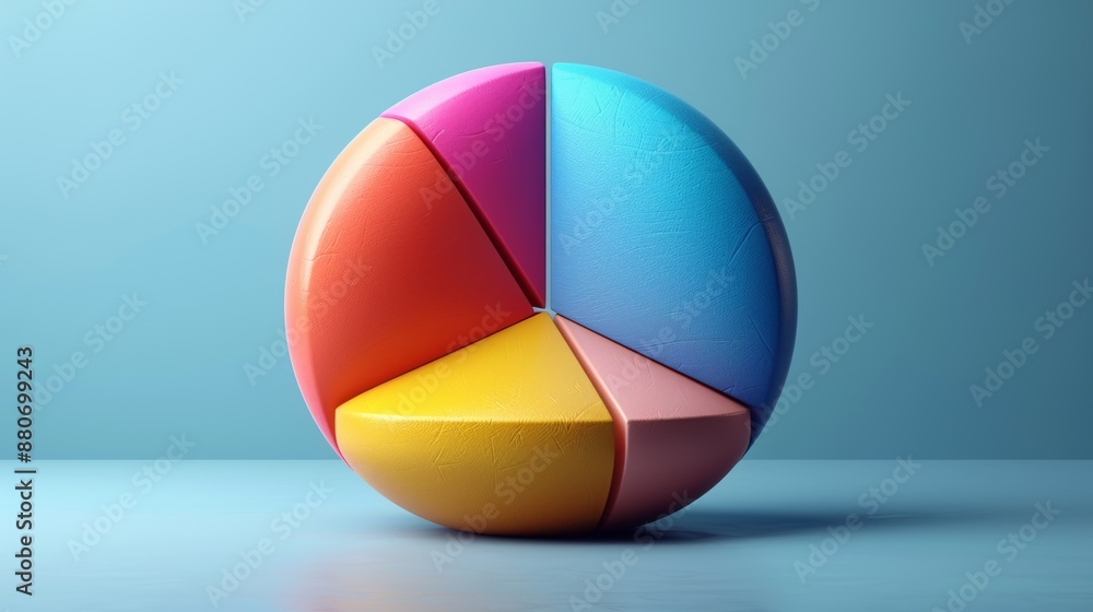 Poster minimalist a pie chart with different sections in colors.