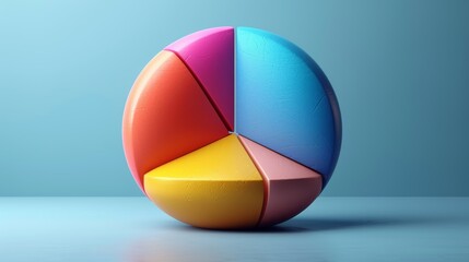 Fototapeta premium Minimalist a pie chart with different sections in colors.