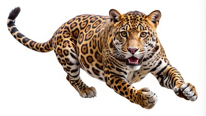 Fototapeta premium Majestic Jaguar Captured in Mid-Stride, a Symbol of Power and Grace