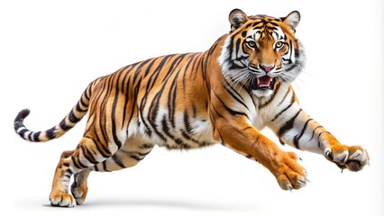 Obraz premium Majestic Tiger Leaping Forward with Power and Grace