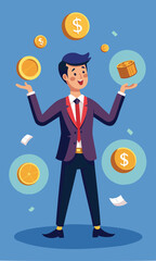 Forex Trading Expert Juggling Currency Coins, Investing in Foreign Exchange, Economic Speculation Concept