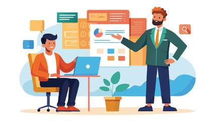 Businessman Presenting Pricing Options to Client, Offering Flexible Service Packages and Custom Quotes for Project