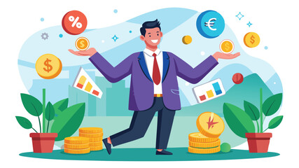 Forex Trading Expert Juggling Currency Coins, Investing in Foreign Exchange, Economic Speculation Concept