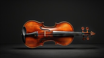Fototapeta premium Beautiful classic violin on a dark background