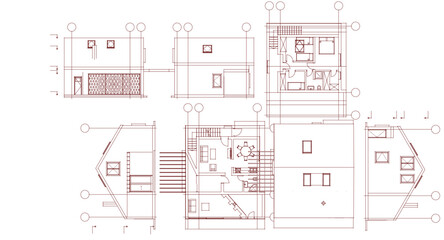 house traditional architecture plan 3d illustration	
