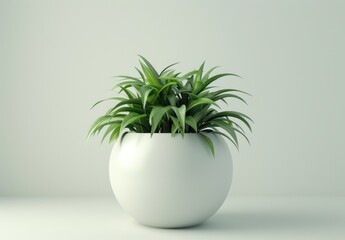 Design a modern plant pot mockup with lush greenery against a solid white background. Generated AI