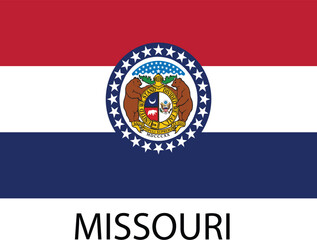 Missouri Flag, United States Flags, Black and White Image, Vector Image, Editable illustration, Geography, Learn US Flags