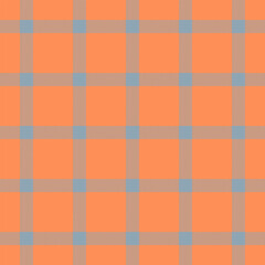 Grid vector texture fabric, ceremony check background pattern. Graphic tartan seamless textile plaid in orange and pastel colors.