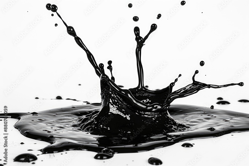 Poster a close-up image of a splash of liquid in black and white tones