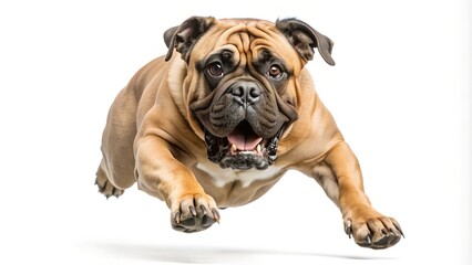 Obraz premium Playful Bulldog Leaping with Excitement