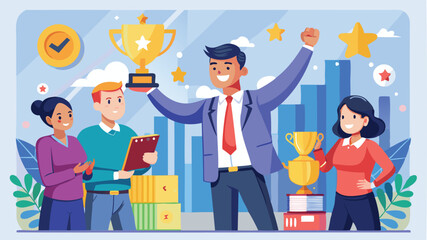 Top Performing Employee Receiving Recognition Award, Celebrating Success and Outstanding Achievements in Sales