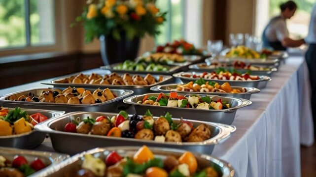 Assorted Food Platters on a Table, catering for an event or wedding