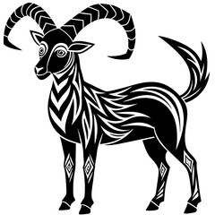 abstract ibex with curved horns 2 Vector Design and illustration