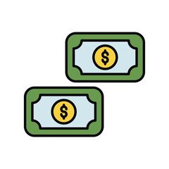 money color line icon with white background vector stock illustration