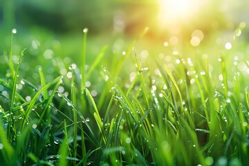 Fototapeta premium Vibrant Green Grass Sprinkler, lawn, watering, garden, irrigation