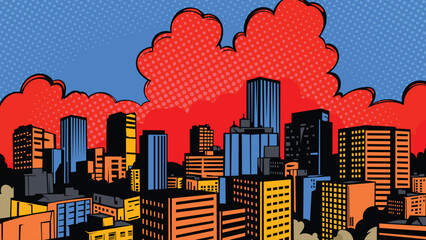 Comic book cartoon style city background. Comic cartoon style big city background, © Abrar Tabish