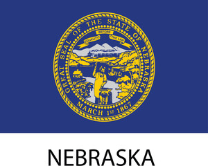 Nebraska Flag, United States Flags, Black and White Image, Vector Image, Editable illustration, Geography, Learn US Flags