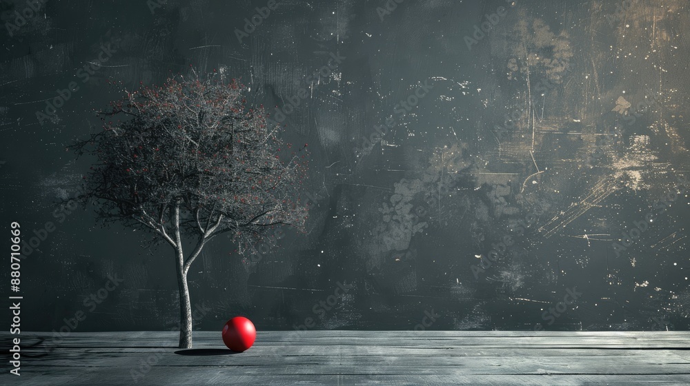 Poster tree ball desk empty space