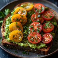 Fresh Avocado and Tomato Toast with Herbs