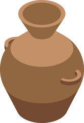 Ancient clay amphora, a symbol of ancient civilizations and their craftsmanship, presented as an isometric icon