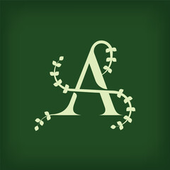 Premium leaf typography, Letter A Initials Logo. Symbol icon design. Unique leaf combination. Flat Vector Design.
