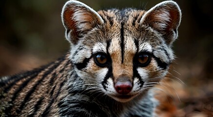 Portrait of a beautiful big genet animal face