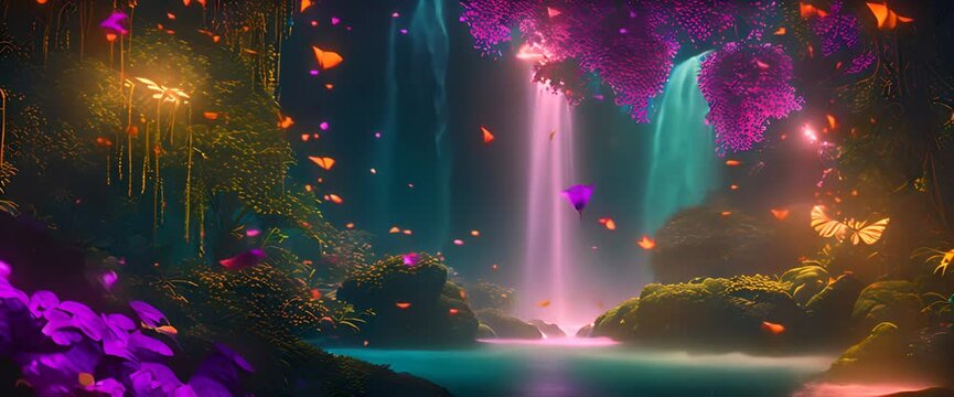 Get lost in a UV-lit jungle paradise with towering bioluminescent trees, glowing flowers, and exotic visuals