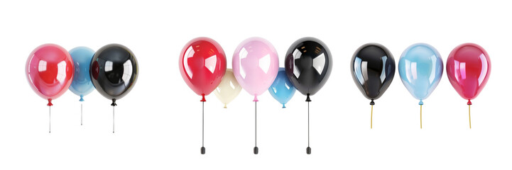Colorful party balloons isolated on transparent background