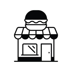 burger shop glyph icon with white background vector stock illustration