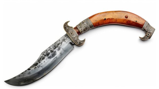 Traditional Gurkhas kukri knife Nepalese Indian and Sikh dagger isolated background