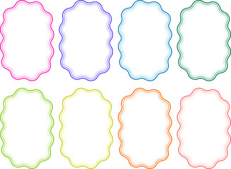 Round boho retro frames with colorful wavy lines	
