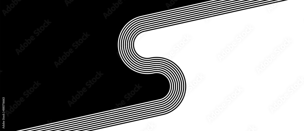 Poster Abstract background with lines. Day and night concept. Striped vector background with black parallel lines. Letter S concept.