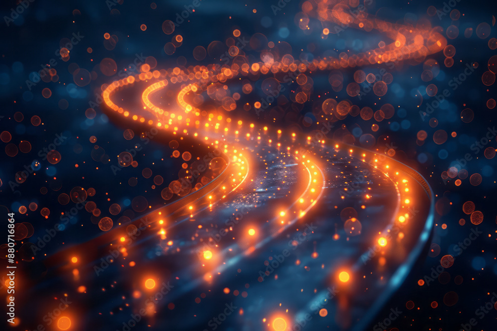 Aufkleber abstract representation of a taxi network with interconnected glowing lines and nodes,