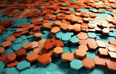 Obraz premium High-Quality 3D Rendering of Colorful Hexagonal Texture Background for Stunning Visuals