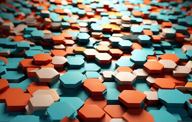 Obraz premium High-Quality 3D Rendering of Colorful Hexagonal Texture Background for Stunning Visuals
