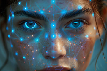 A detailed view of a facial scan highlighting areas for cosmetic treatment,