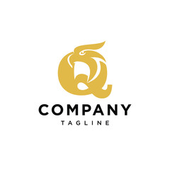 Letter Q Head Eagle elegant logo icon vector template