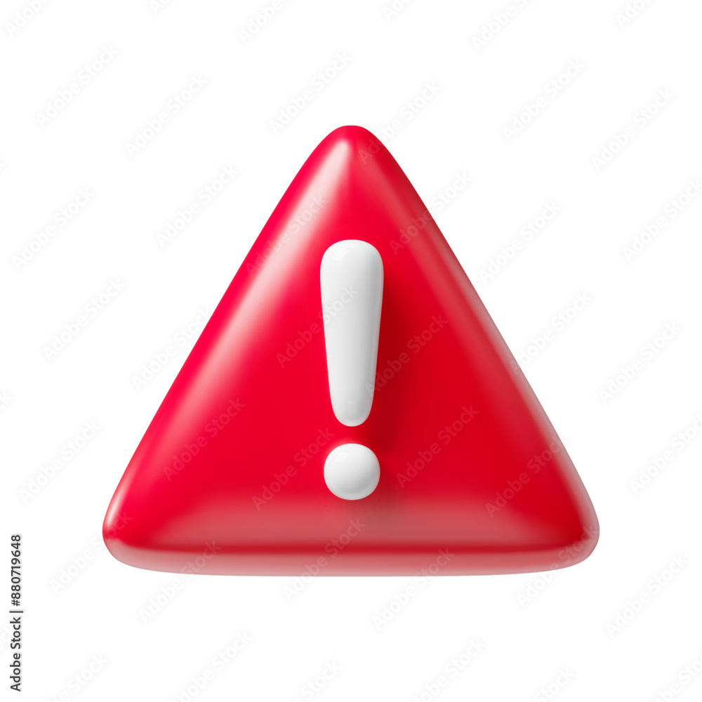 Poster realistic 3d triangul red alarm signal. danger symbol. vector illustration of exclamation mark. tree