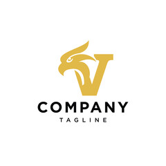 Letter V Head Eagle elegant logo icon vector template