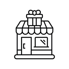 gift box line icon with white background vector stock illustration