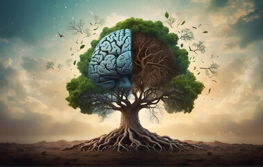 Explore the Brain's Wonders, A Fantastical Tree Depiction