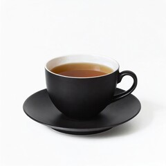 Obraz premium Tea in a black cup isolated on white background