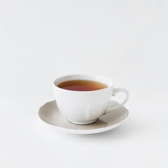 Tea in a white cup isolated on white background