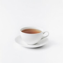 Tea in a white cup isolated on white background