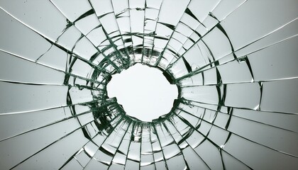Naklejka premium broken glass with hole in the middle