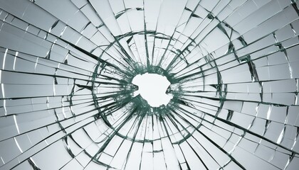 Obraz premium hole through window panel, fractured glass 