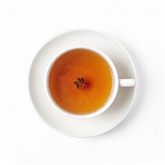 Tea in a white cup isolated on white background