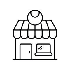 sports shop line icon with white background vector stock illustration