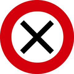 Red, white and black road sign crossroads ahead. Illustration made July 11th, 2024, Zurich, Switzerland.