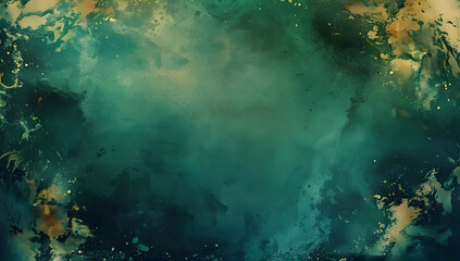 Fototapeta premium Abstract watercolor background with vibrant green and blue shades, featuring a mix of textures and organic shapes for artistic and creative projects.